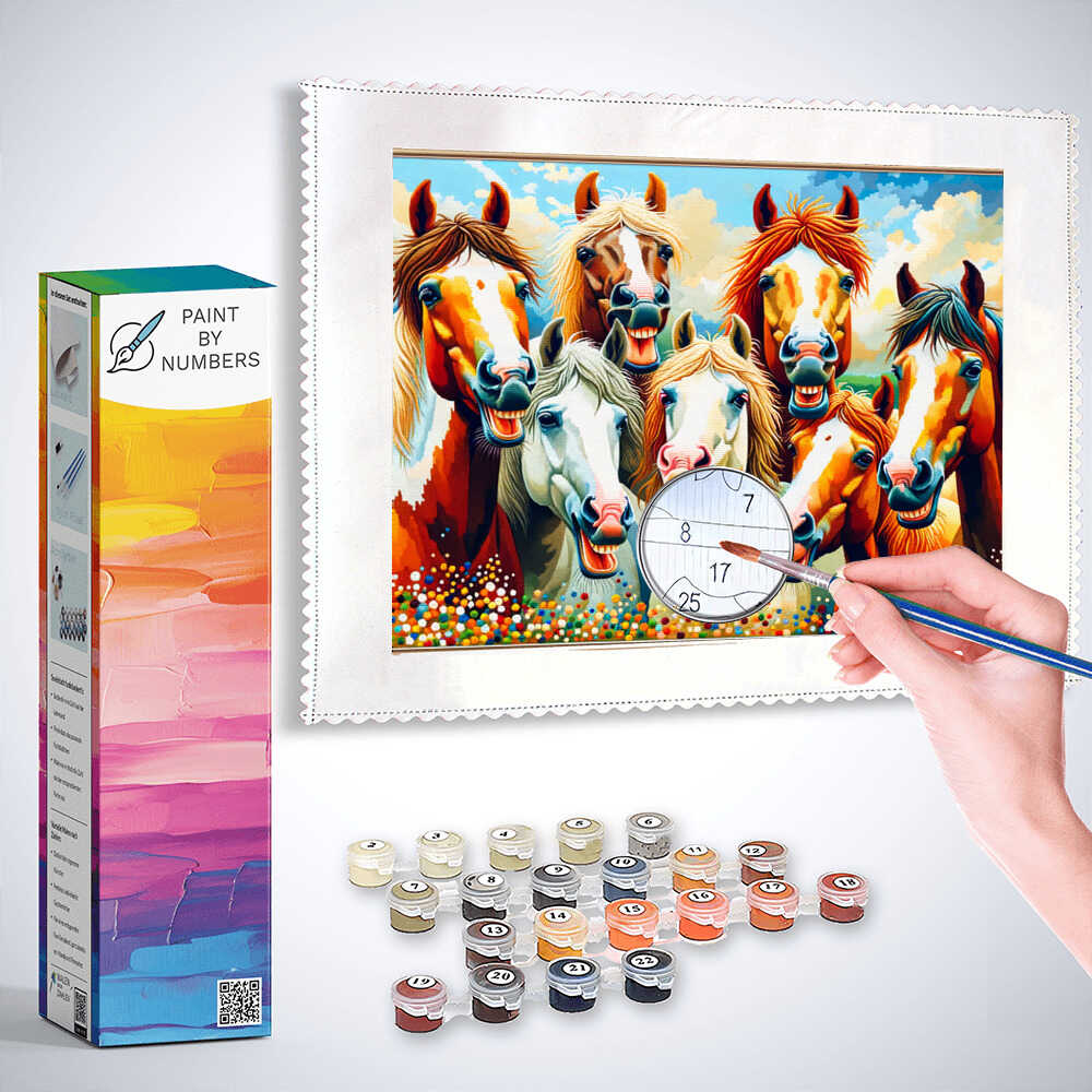 Paint by Numbers Horses friends DIY Paint by Numbers