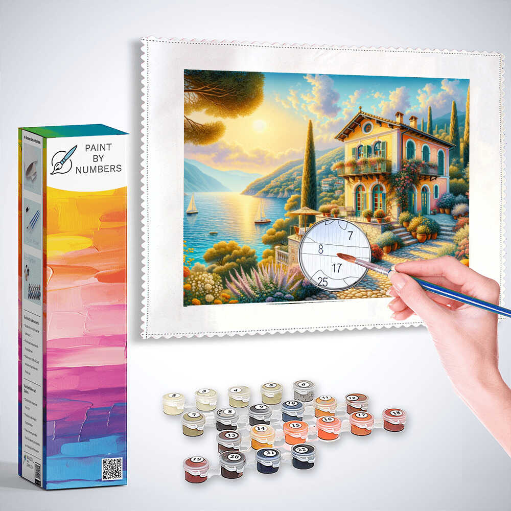 Paint by Numbers House on the seashore DIY Paint by Numbers