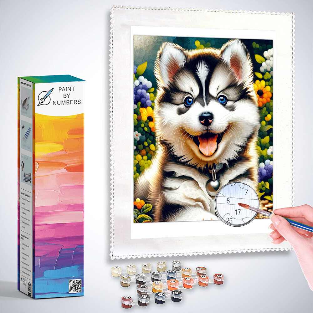 Paint by Numbers - Husky Puppy Pleasure ??? DIY Paint by Numbers