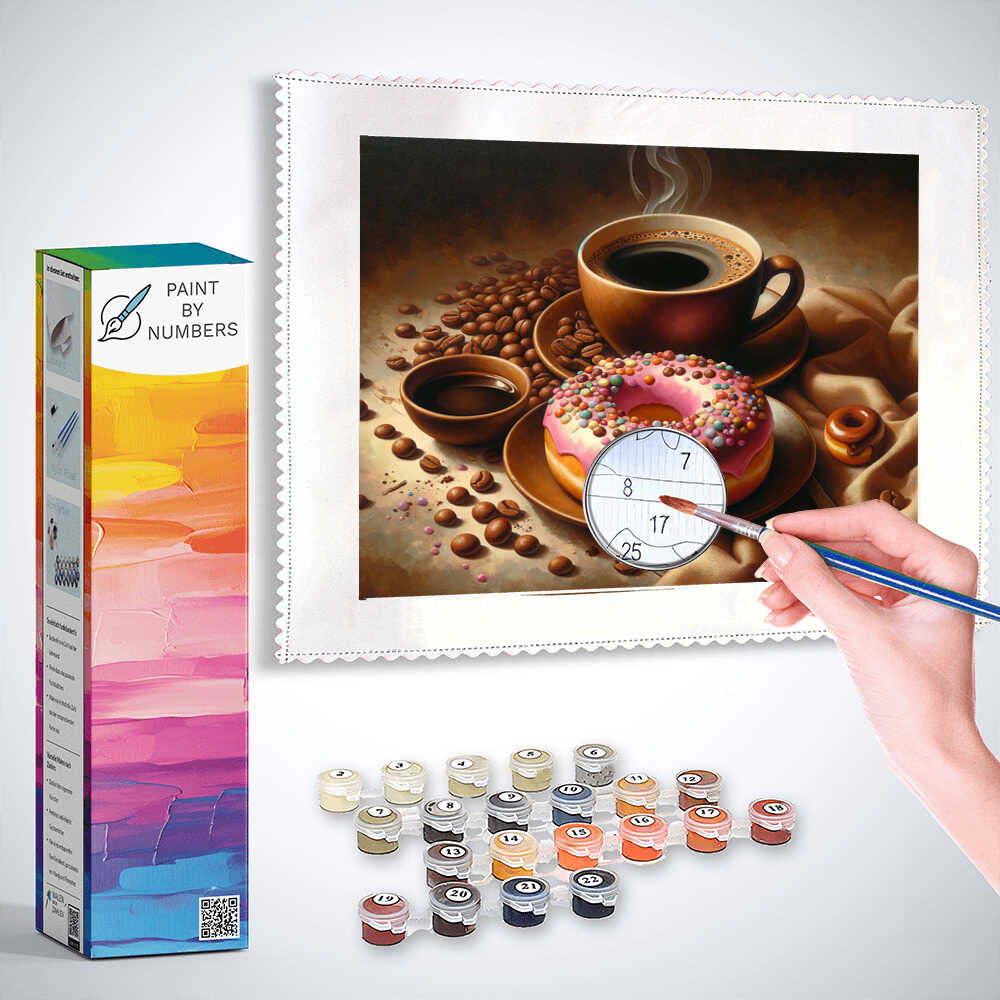 Paint by Numbers Coffee and Donut DIY Paint by Numbers