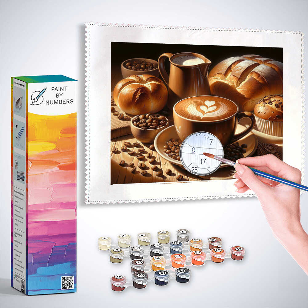 Paint by Numbers Coffee and bread DIY Paint by Numbers