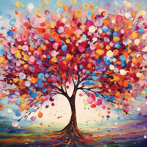 Paint by Numbers - Tree of life of colorful joy, abstract