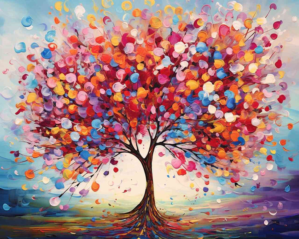 Paint by Numbers - Tree of life of colorful joy, abstract