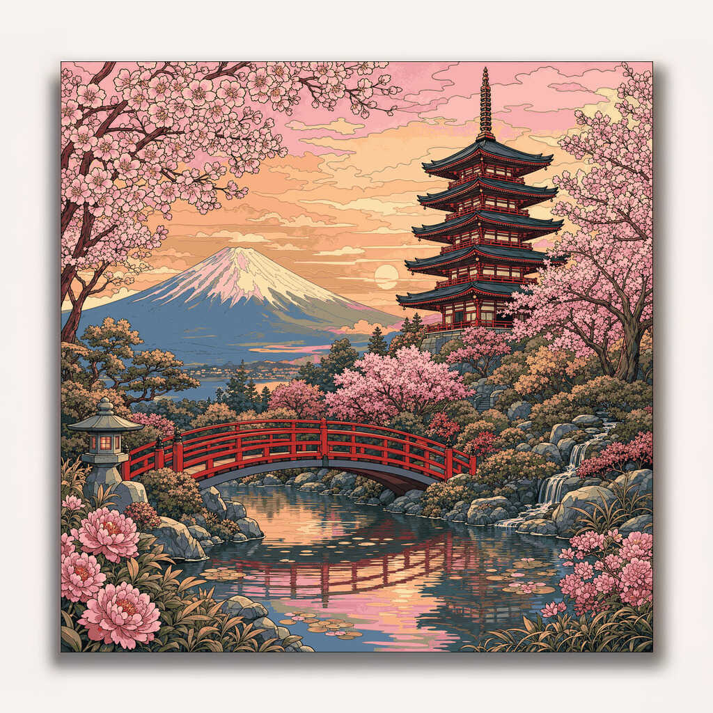 Paint by Numbers - Kirschblütenzauber am Fuji
