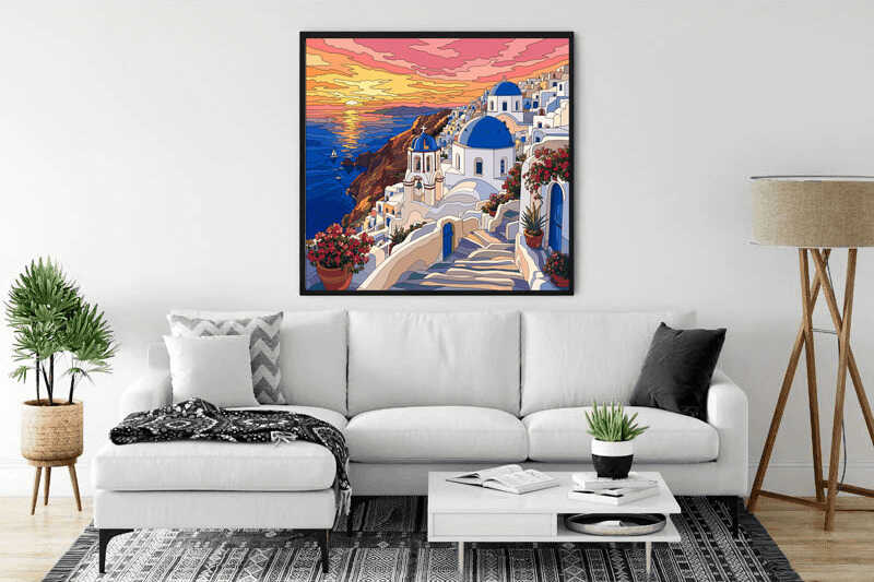 Paint by Numbers - Magical twilight on Santorini