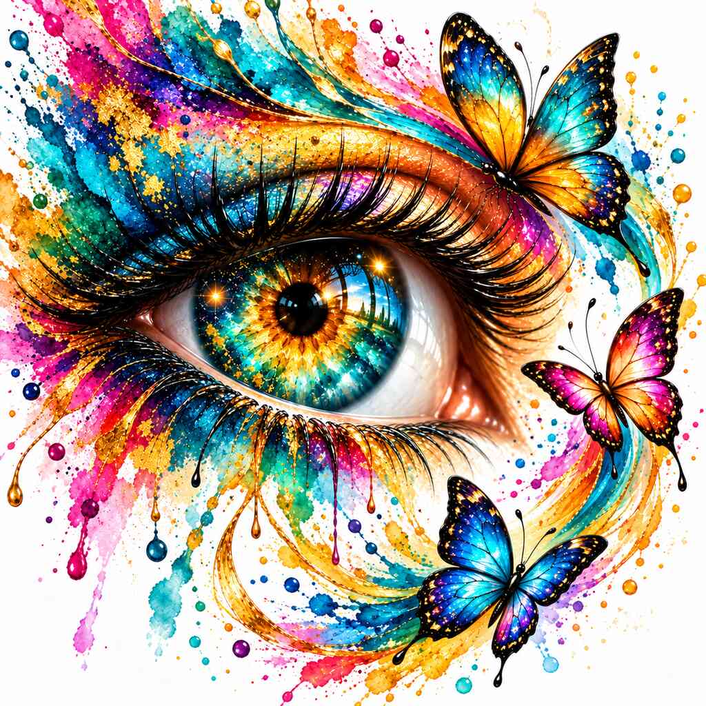 Paint by Numbers - Colorful butterflies, eye