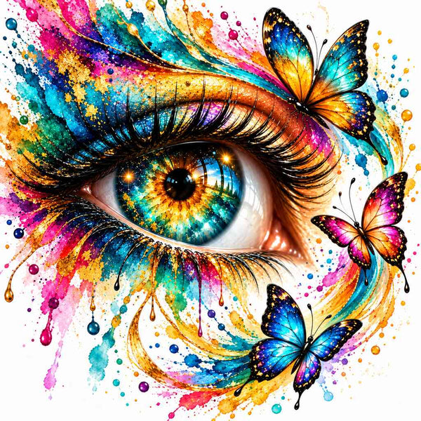 Paint by Numbers - Colorful butterflies, eye