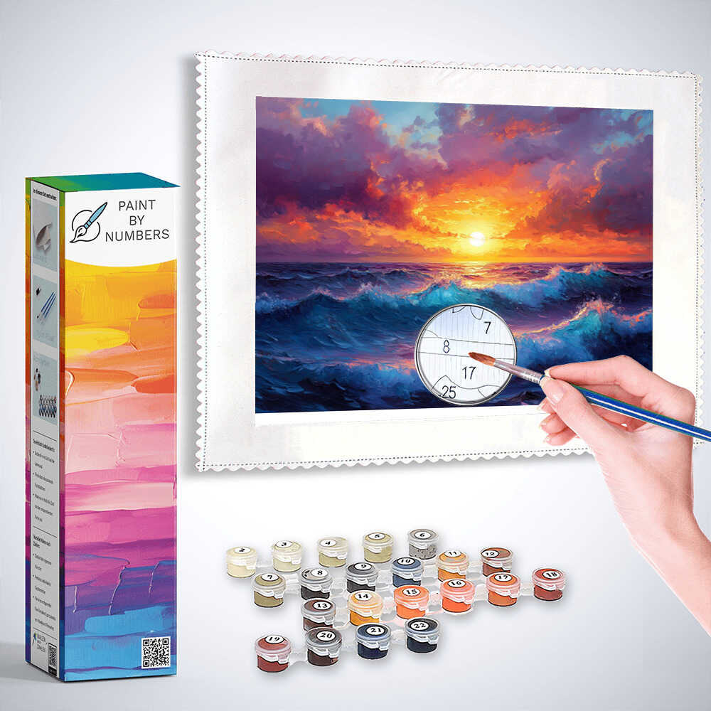 Paint by Numbers - Sunfire on the ocean