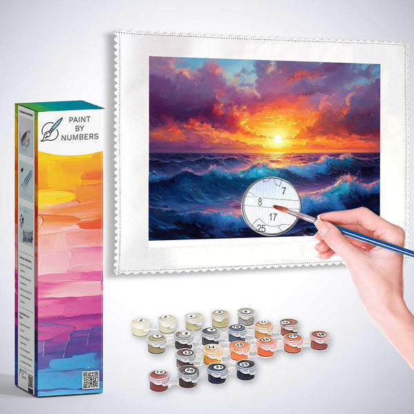 Paint by Numbers - Sunfire on the ocean