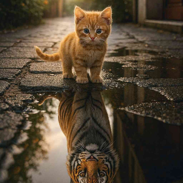 Paint by Numbers - Small Red Cat Big Tiger Mirror Picture
