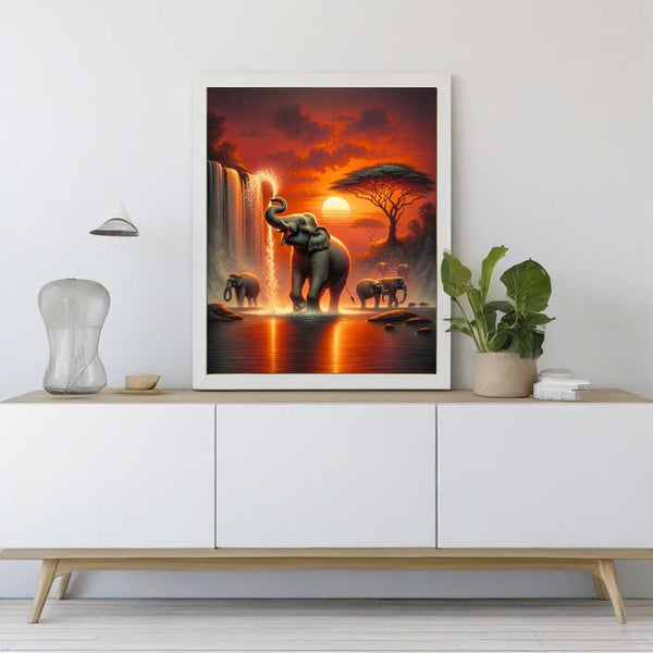 Paint by Numbers - Elephant with water fountain