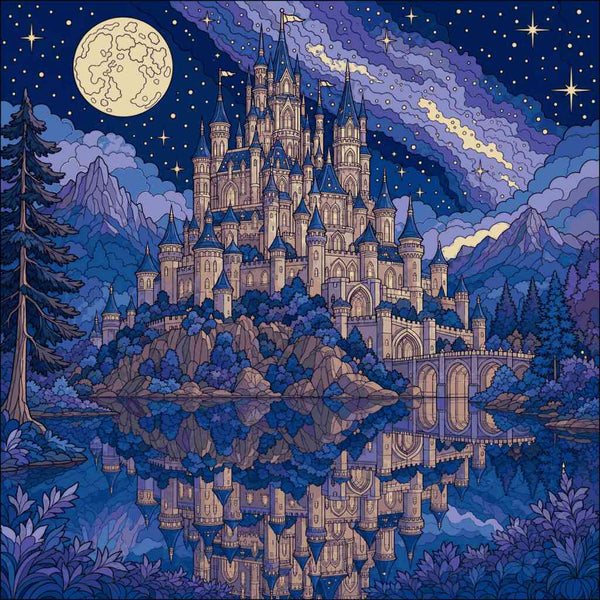 Paint by Numbers - The fairytale castle at full moon