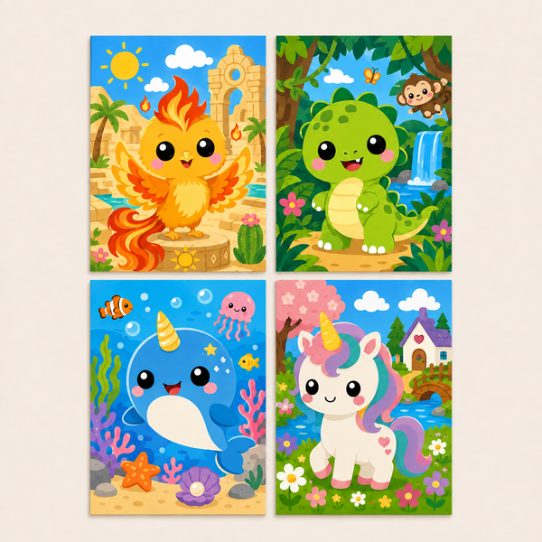magic friends, set of 4 - Mini paint by numbers