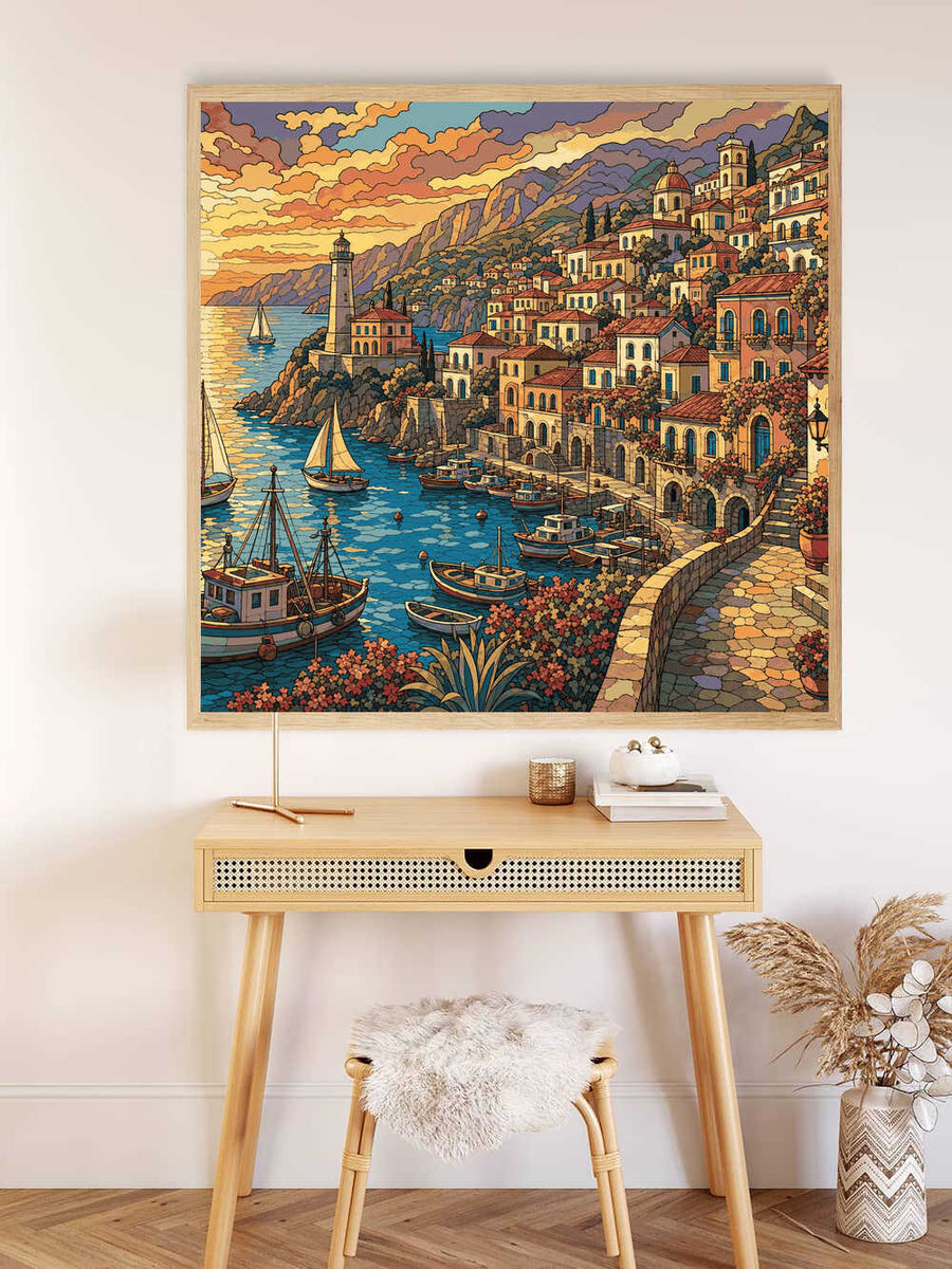 Paint by Numbers - Sunset in Amalfi – Mediterranean magic
