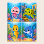 Ocean friends, set of 4 - Mini paint by numbers