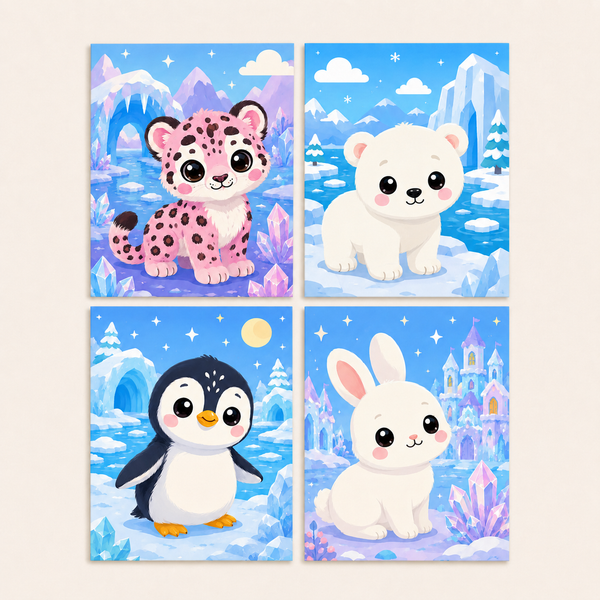 Winter friends, set of 4 - Mini paint by numbers