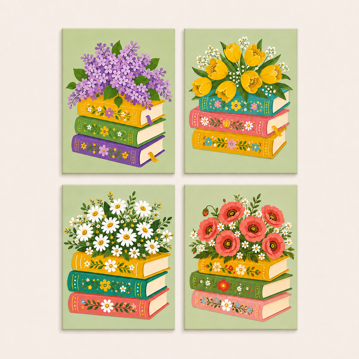 Flowerbooks, set of 4 - Mini paint by numbers