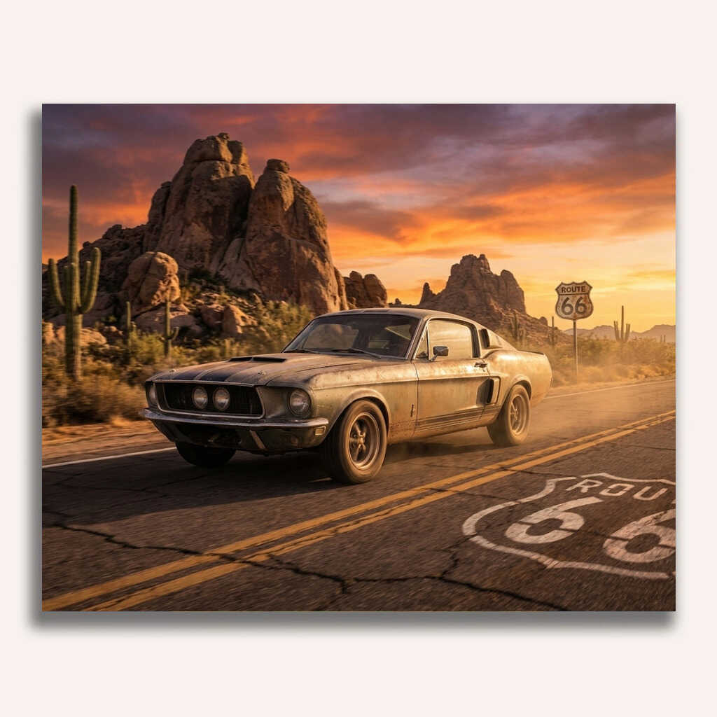 Paint by Numbers - Route 66, Freedom at Sunset