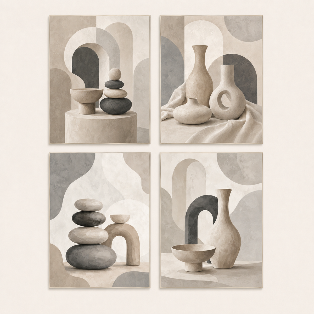 calm stone, set of 4 - Mini paint by numbers