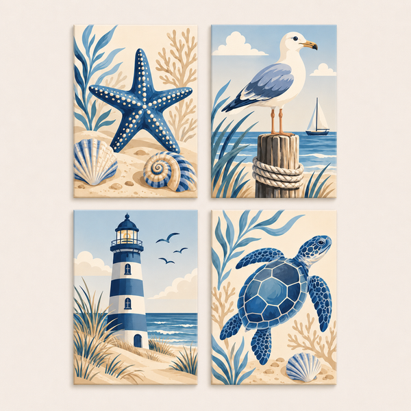 Coastal magic, set of 4 - Mini paint by numbers