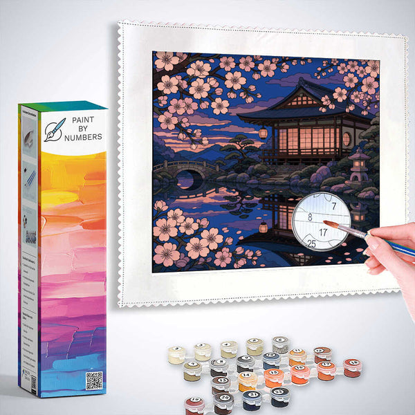 Paint by Numbers - Evening rest in the cherry blossom garden