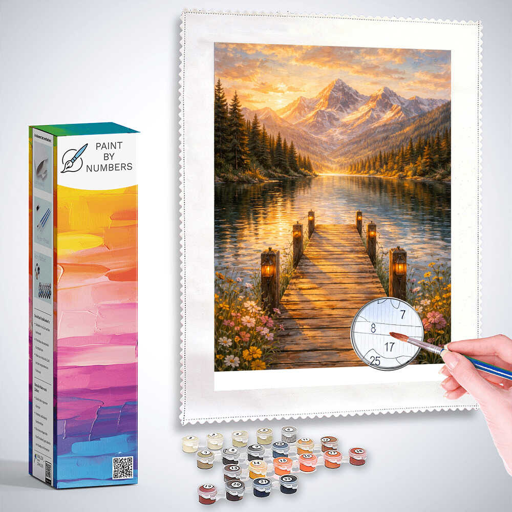Paint by Numbers - Golden stillness by the lake
