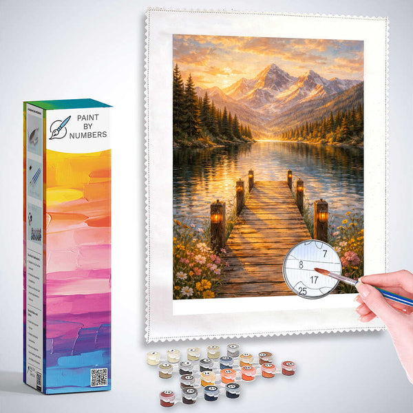 Paint by Numbers - Golden stillness by the lake