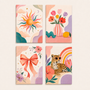 Colorful happiness, set of 4 - Mini paint by numbers