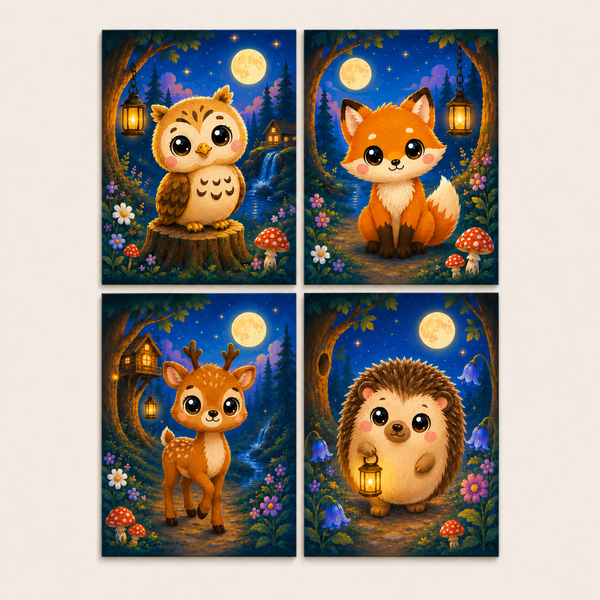 Moonlight forest, set of 4 - Mini paint by numbers
