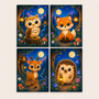 Moonlight forest, set of 4 - Mini paint by numbers