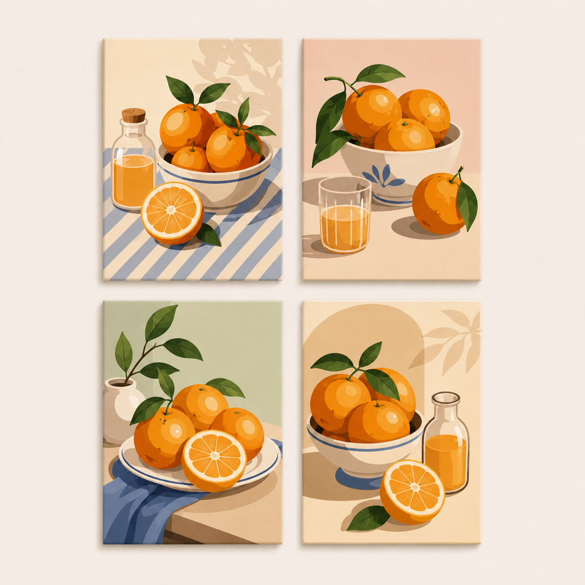 Summer orange, set of 4 - Mini paint by numbers