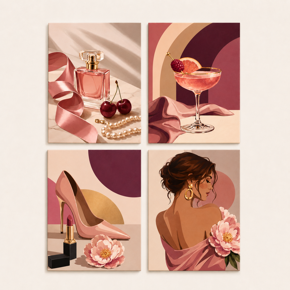 Pretty glam, set of 4 - Mini paint by numbers