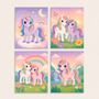 Unicorn rainbow, set of 4 - Mini paint by numbers