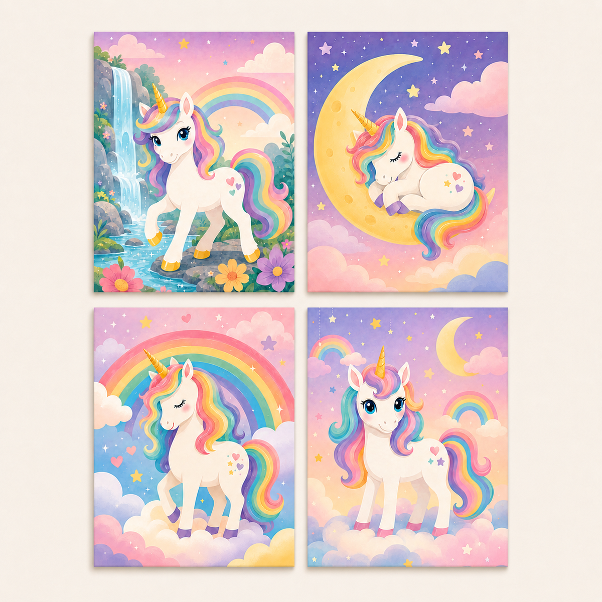 Unicorn dream, set of 4 - Mini paint by numbers
