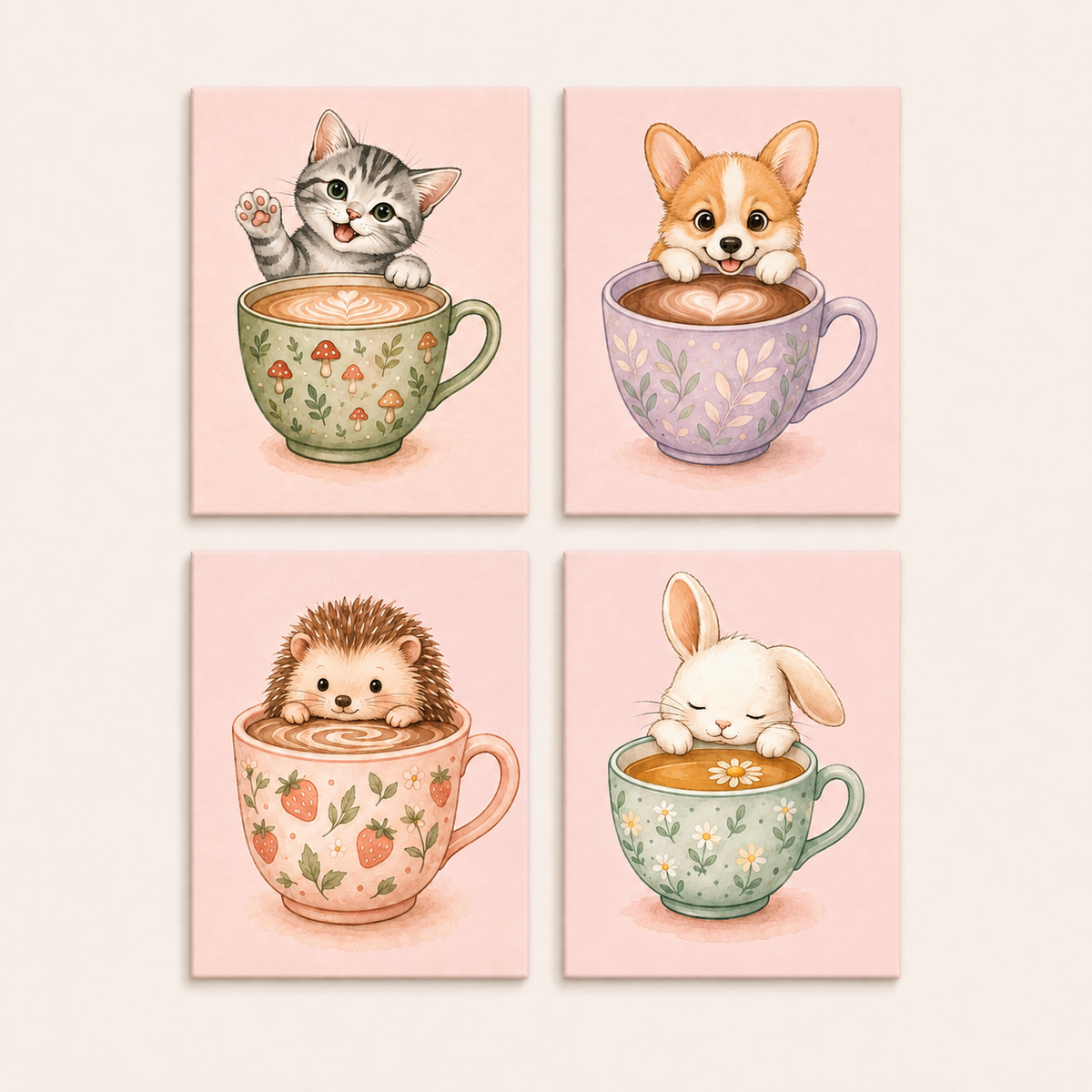 Coffee lovers, set of 4 - Mini paint by numbers