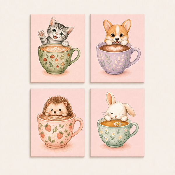 Coffee lovers, set of 4 - Mini paint by numbers