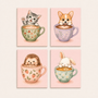 Coffee lovers, set of 4 - Mini paint by numbers