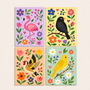 colorful birds, set of 4 - Mini paint by numbers