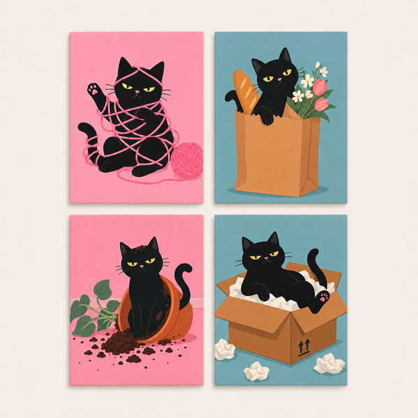 chaoscats, set of 4 - Mini paint by numbers
