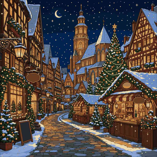 Paint by Numbers - Winter night at the Christmas market