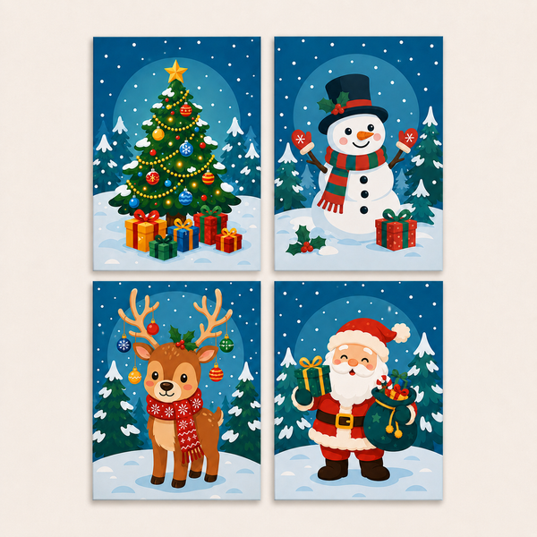 christmas, set of 4 - Mini paint by numbers