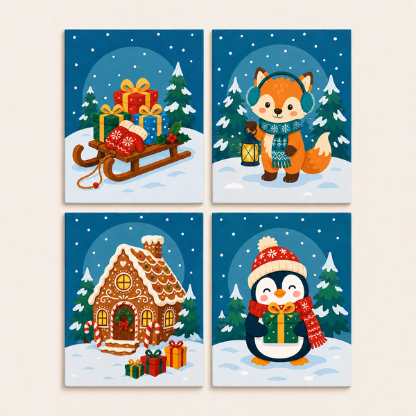 christmas magic, set of 4 - Mini paint by numbers