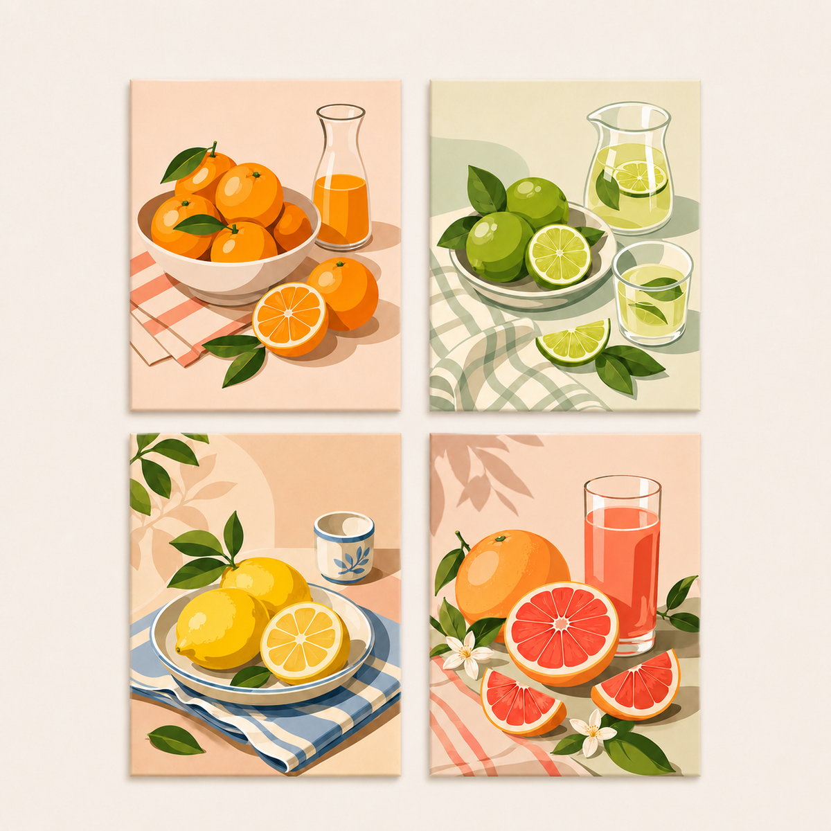 Citrus love, set of 4 - Mini paint by numbers