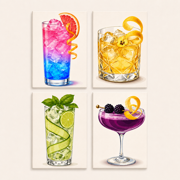 Cocktail moments, set of 4 - Mini paint by numbers