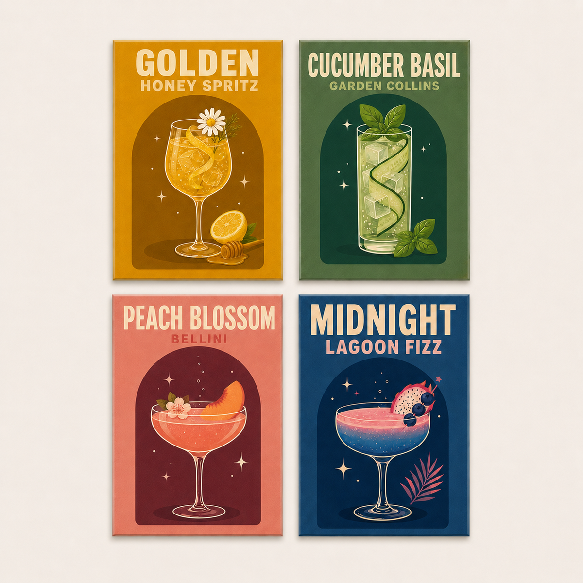 Cocktail night, set of 4 - Mini paint by numbers