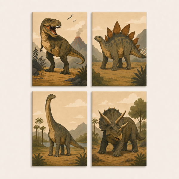 Dino journey, set of 4 - Mini paint by numbers