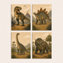 Dino journey, set of 4 - Mini paint by numbers