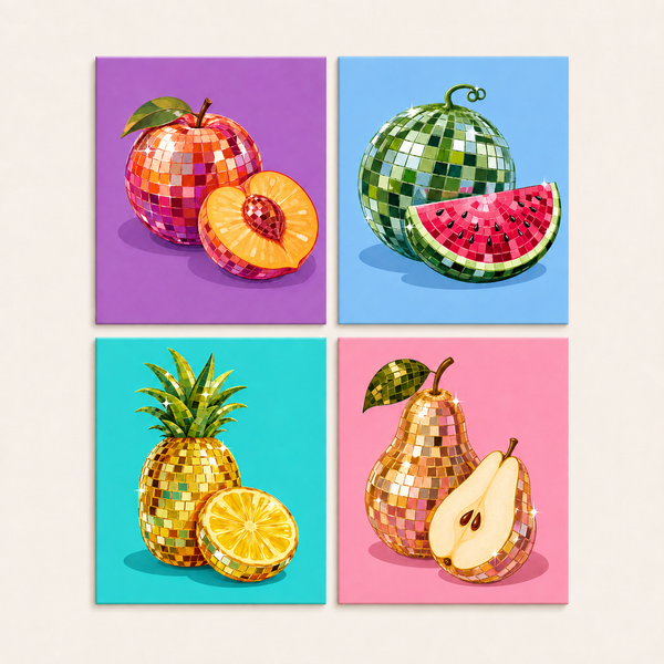 Fruity disco, set of 4 - Mini paint by numbers