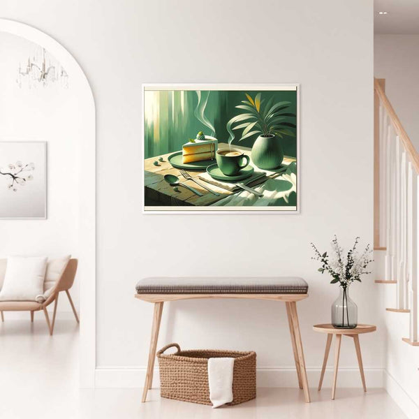 Coffee and cake, green - Paint by Numbers