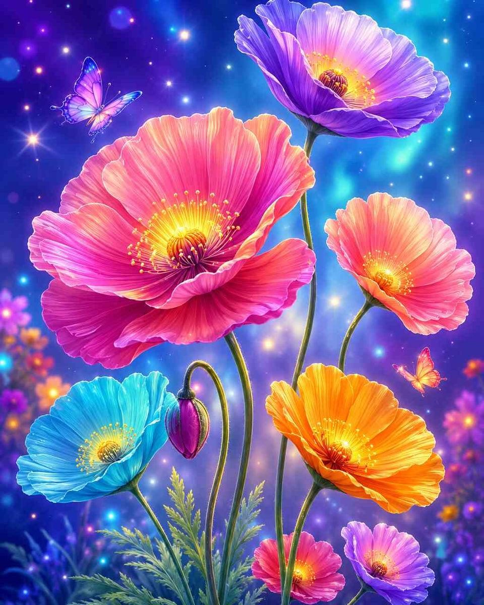 Paint by Numbers - Magical Neon Floral Dream
